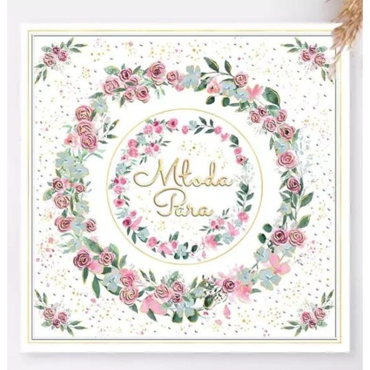 Henry üdvözlőlap, KW Esküvői Gipszvirág jegyzetfüzet, 15x15cm, aranyozott, borítóval