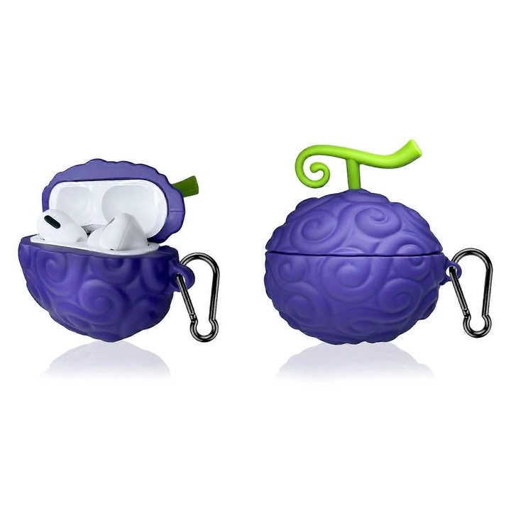 Husa din silicon pentru AirPods Pro/Pro 2, design 3D colorat, include carabina anti-pierdere