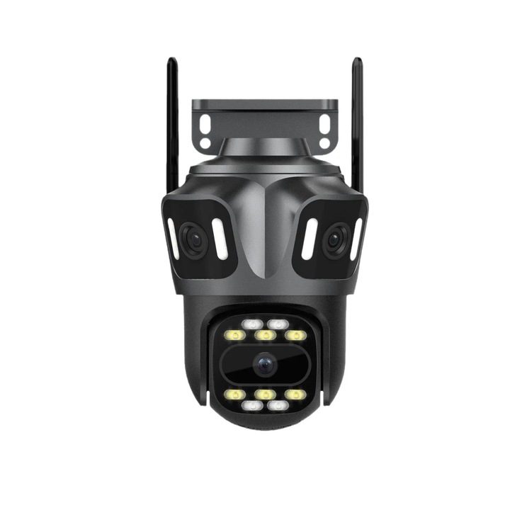 WiFi Камера Domov P15 с три обектива 3MP+3MP+6MP, ICSee, Сива