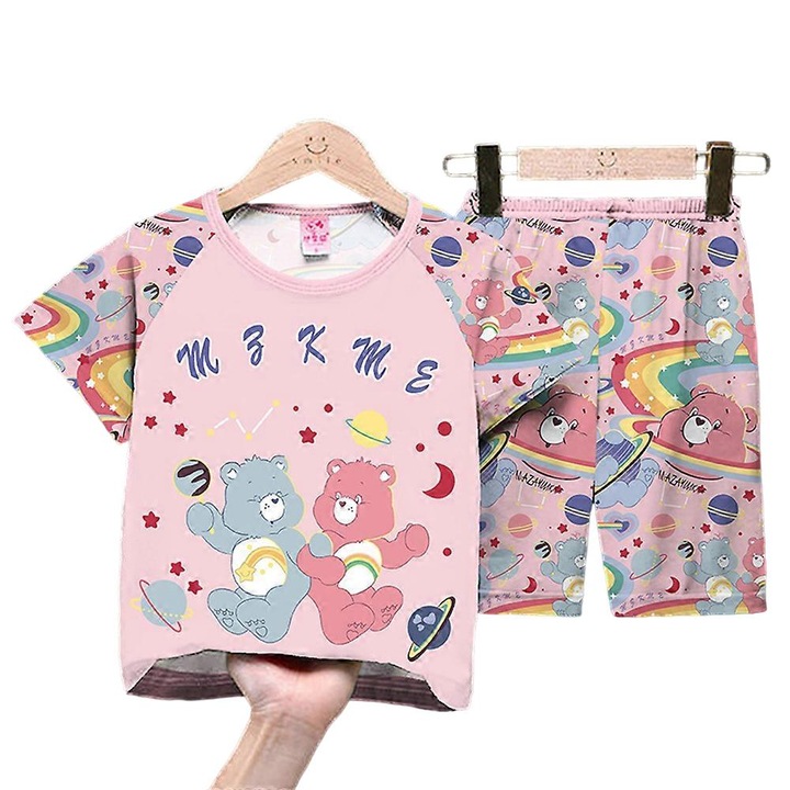 Pijamale fete din poliester roz, Roz