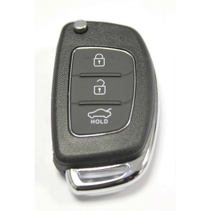 Carcasa Cheie Flip 3 Butoane pentru Hyundai I10 I20 I40 IX35 Santa Fe, Neagra, ABS Plastic, Set