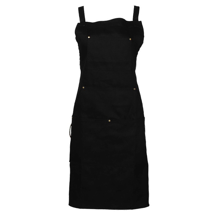 Sort de bucatarie cu buzunar, negru, 135x68cm, din poliester, impermeabil, set 1 buc.