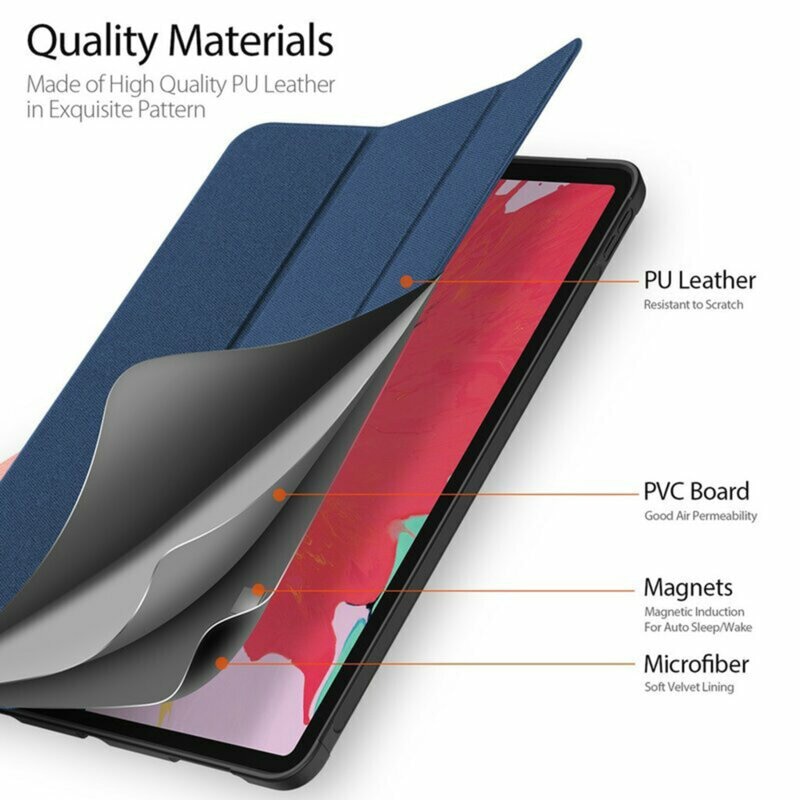 Husa premium Sigloo pentru iPad Air13 (2024/2025), iPad Pro 12.9'' (2020/2021/2022),, Cu Suport Apple Pencil, Protectie Slim Smart Cover - Albastru