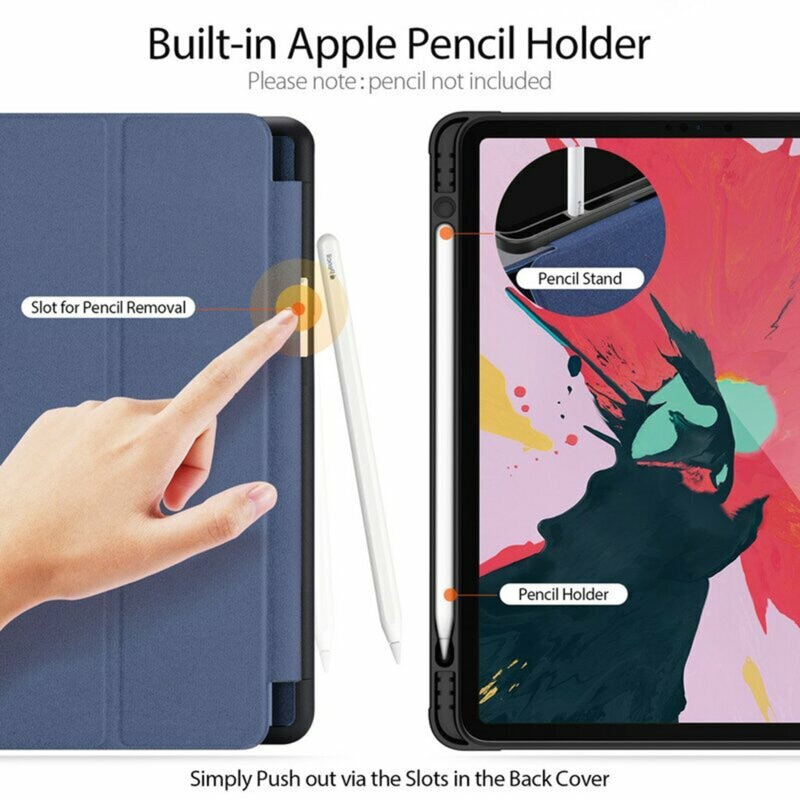 Husa premium pentru tableta Ipad 7/8/9, 10.2", Sigloo, cu suport Smart Pen, Albastru Inchis