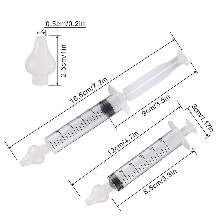 Set 4 seringi pentru curatarea nasului bebelusilor, silicon, 10ml, portabile