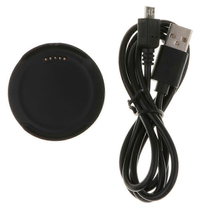Dock de incarcare pentru smartwatch, negru, set cu cablu USB, compatibil cu LG G Watch W150 R W110