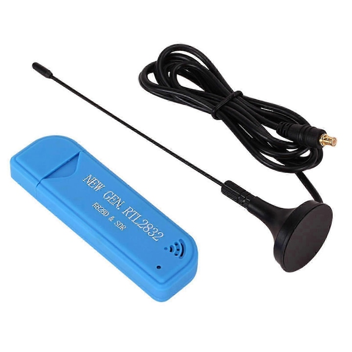 Recepator radio wireless Sdr RTL2832U R828D cu antena, 25MHz-1760MHz, USB
