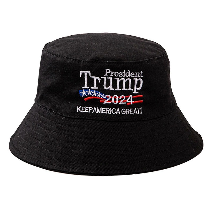 Caciula pescareasca, Trump 2024, negru, bumbac, unisex