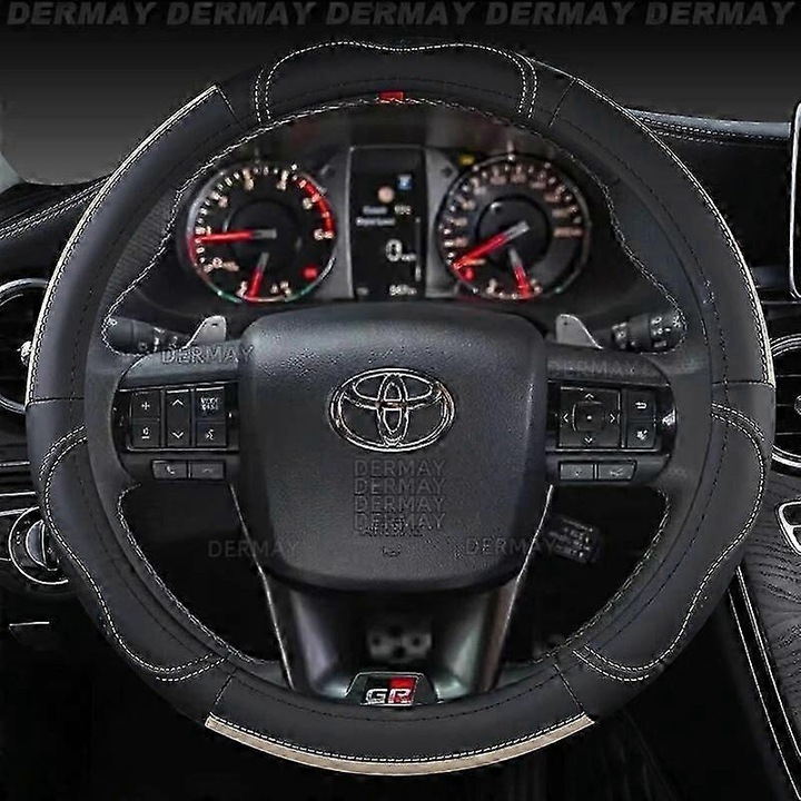 Калъф за волан на кола от естествена кожа за Toyota Hilux, ергономичен дизайн, бежов, 700гр