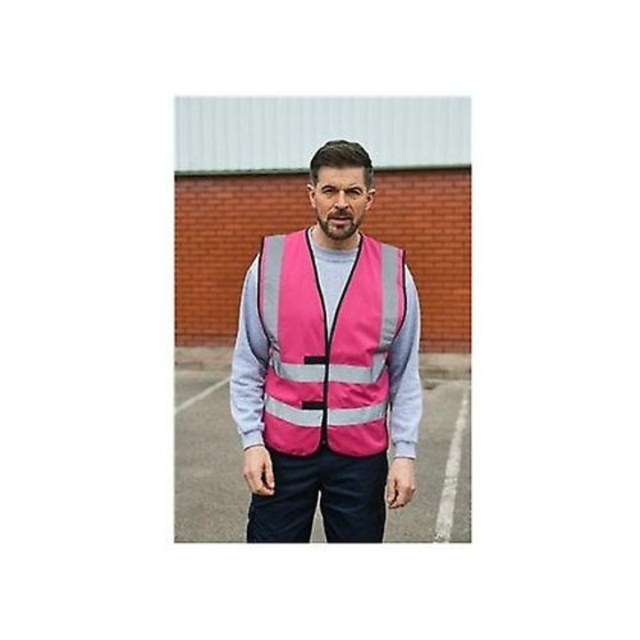 Vesta de siguranta Korntex, magenta, 4 benzi reflectorizante, 100% poliester, unisex, 5XL