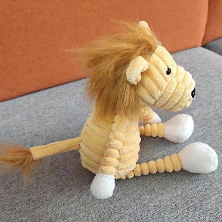 Jucarie de plus set animale, leu galben, 33 cm, pentru copii 4-6 ani