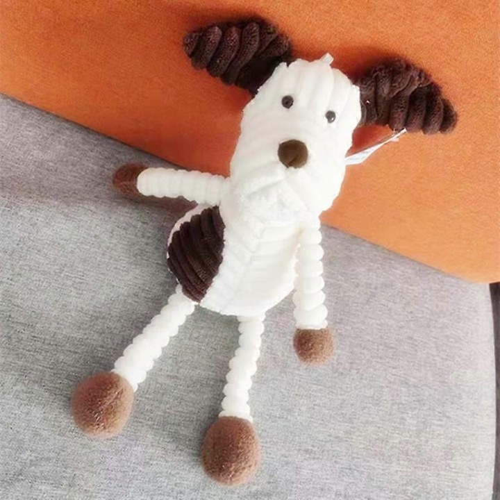 Jucarie de plus set animale, catel alb, 33 cm, pentru copii 4-6 ani