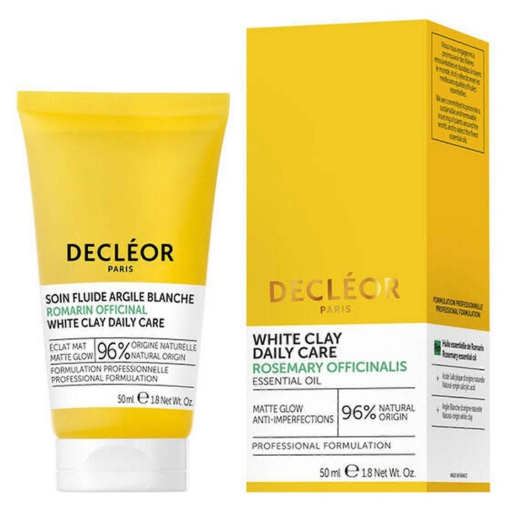 Hidratáló arckrém fehér agyaggal 50ml, DECLEOR, Rosemary Officinalis, 96% természetes összetevők, zsíros és kombinált bőrre, mattító