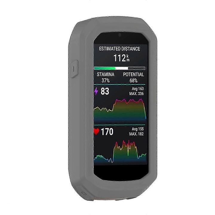 Силиконов защитен калъф за Garmin Edge 1050, 21x65x121мм, тегло 45гр, цялостен дизайн, тъмно синьо тъмно сиво
