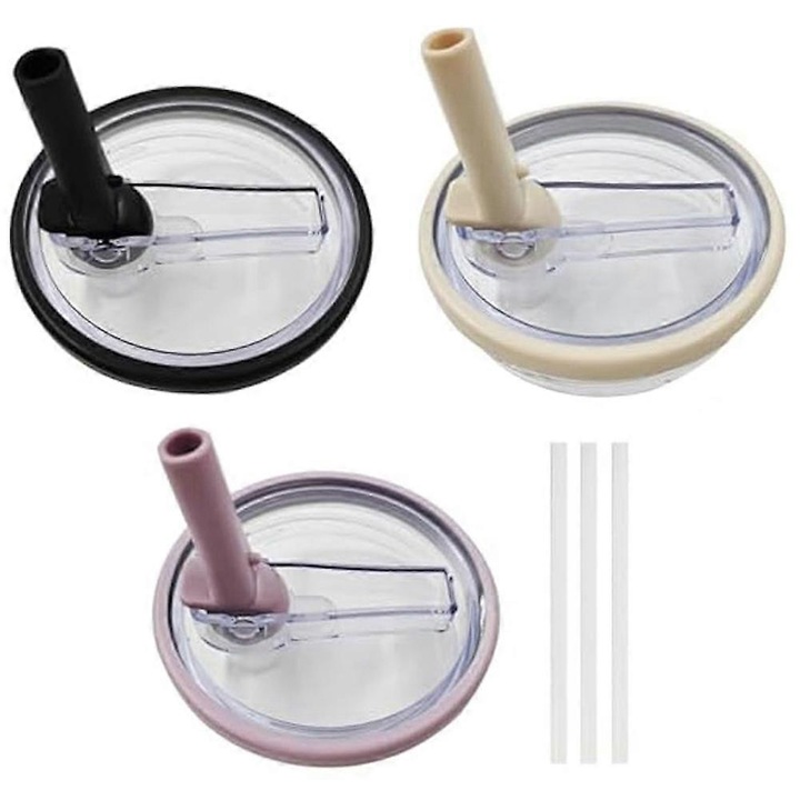 Set 3 capace de rezerva pentru termosuri 40oz, alb crem, negru, piersica