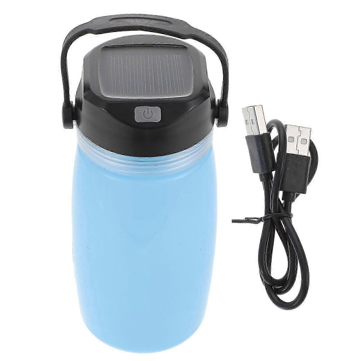 Caldare pliabila cu incarcare solara, 730ml, albastra, pentru camping