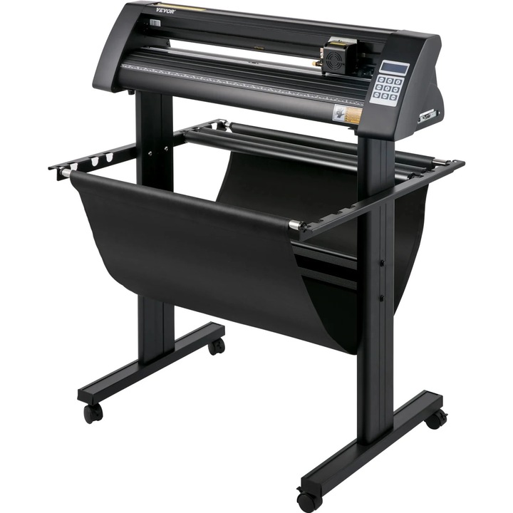 Vinilvágó plotter, 870 mm-es, félautomata, LED-es vezetővel, mellékelt állvánnyal, fekete