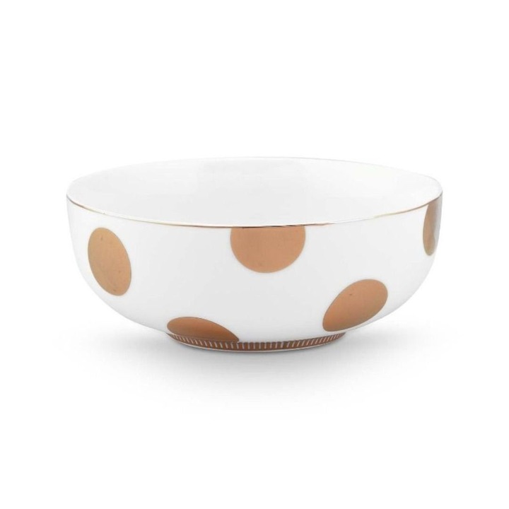 2 tálkás készlet, porcelánból, Pip Studio, Dot Delight Fehér-Arany, 15 cm, Dot Delight kollekció