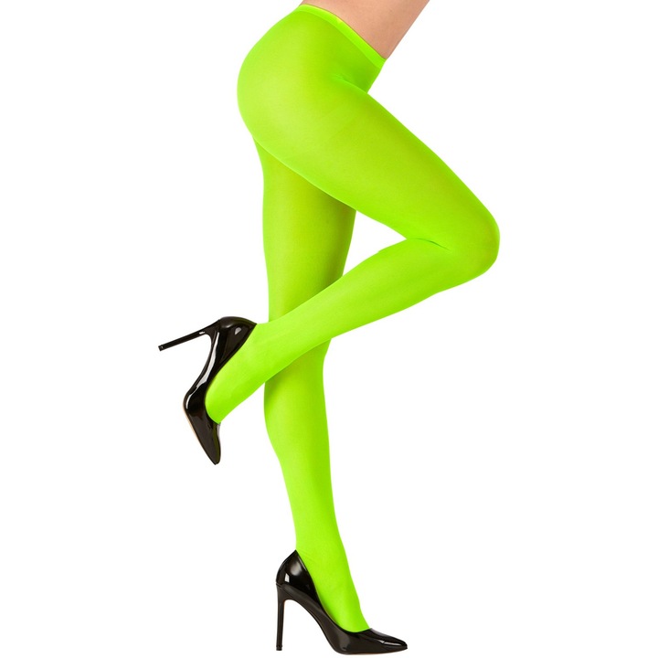 Colanti verzi neon 40 DEN, WIDMANN, marimea XL, ideal pentru costume de carnaval si Halloween