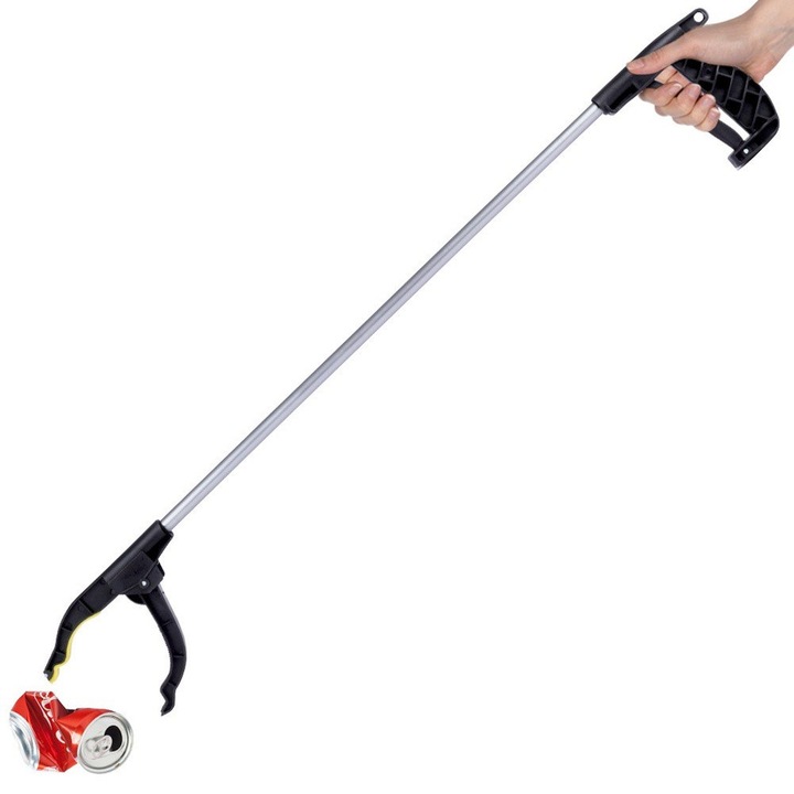 Colector de gunoi, Vilde 76 cm, aluminiu argintiu, maner negru, pentru obiecte max. 8 cm