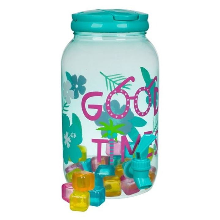 Dozator Bauturi Turcoaz Good Times cu Robinet si 24 de Cuburi pentru Gheata, 3.8L ANTBRO® – Recipient Elegant si Functional pentru Limonada si Alte Bauturi