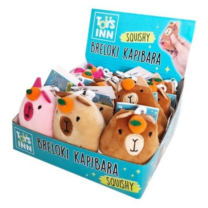 Breloc Kapibara Stnux, squishy, multicolor, cu carabina, 1 bucata