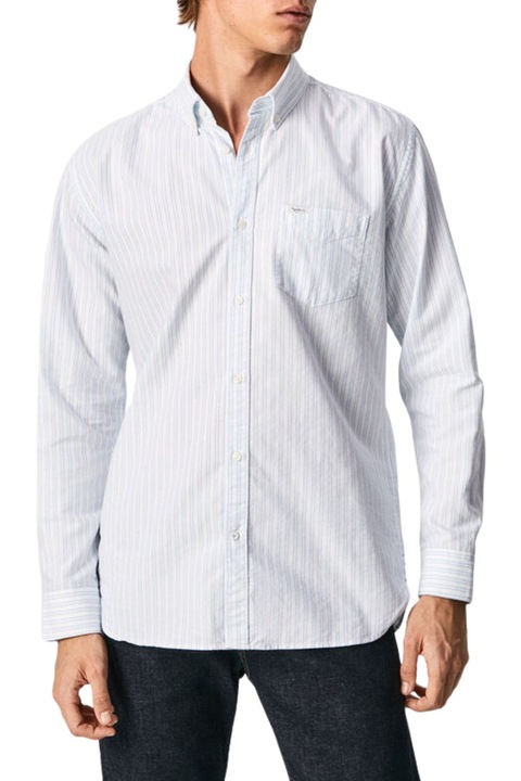 Camasa cu dungi si guler Oxford Talmer, Fehér, M