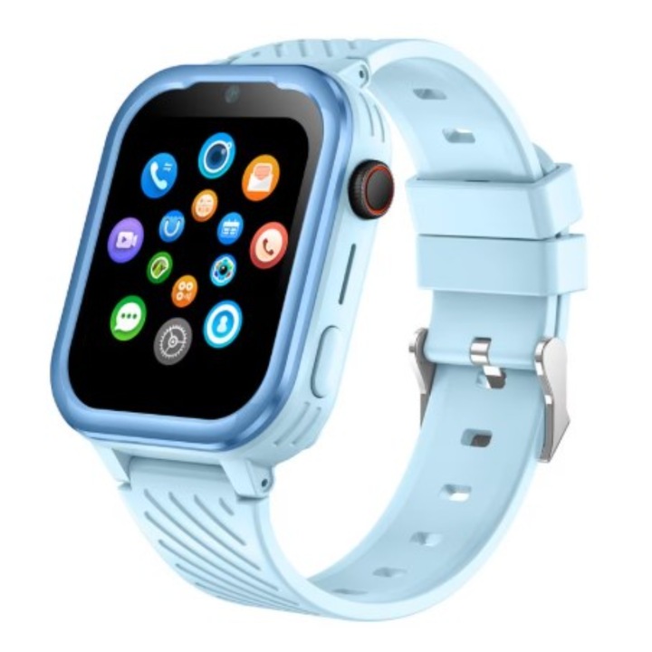 Gyermek okosóra BeSmart W043, Kémfigyelés, SOS gomb, 1.83" IPS kijelző, SIM kártya foglalat, Videóhívás, Kamera, Hangüzenet, IPX7, Pontos GPS+LBS helymeghatározás, Világoskék