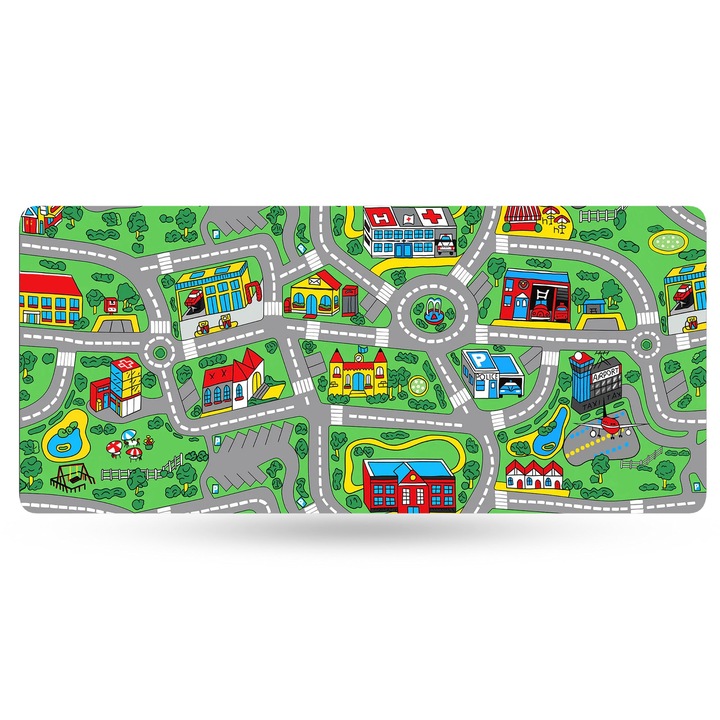Mousepad Deskmat QwertyKey Nostalgia Busy Town 4mm margini cusute
