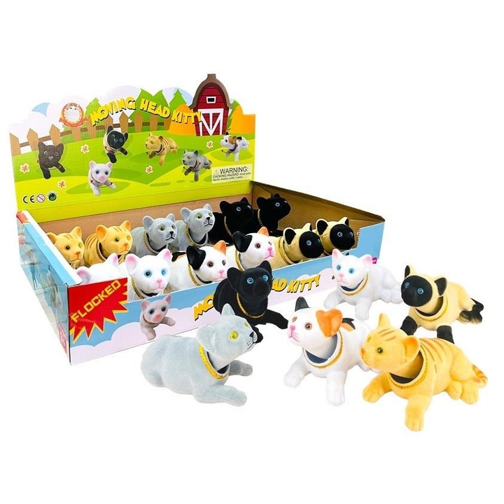 Macskafigurák, TRIFOX, 12 darabos készlet, plüss anyag, 15cm, különböző modellek és színek