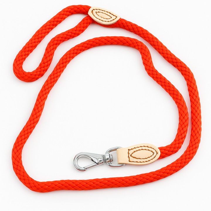 Pet & More Lesă Premium din sfoară, roșie, cu detalii din piele, 154 cm