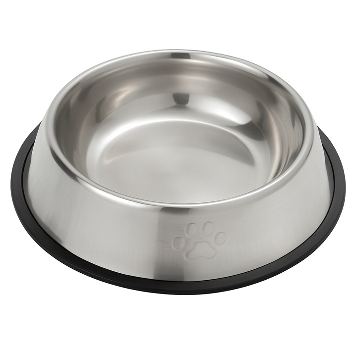 Pet & More Bol de hrănire din oțel inoxidabil pentru câini și pisici, bază de silicon, 300 ml