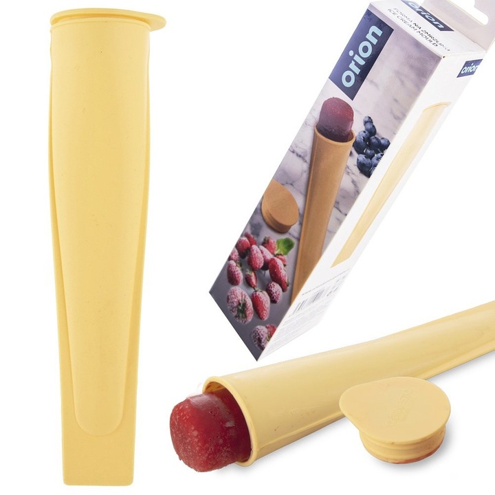 Forma Pentru Inghetata, Orion, 100 ml, 5x4.5x19.5 cm, Material Din Silicon Pentru Extragere Usoara, Inchidere Etansa, Reutilizabila, Usor De Utilizat, Galben