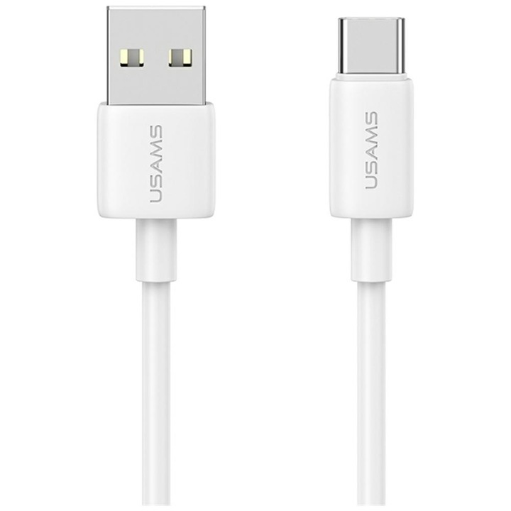 Cablu pentru incarcare si transfer de date USAMS YD Series SJ708, USB la USB-C, 18W, 3A, 480Mbps, 1m, Alb