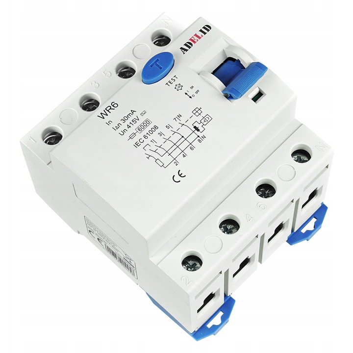 Dispozitiv de protectie diferentiala 3-fazic Adelid 40A 100mA, 4 module, 230V AC