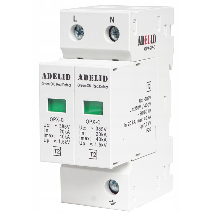 Sigurantade supratensiune, 20-40 kA, clasa C, 385V, montaj pe sina TH35