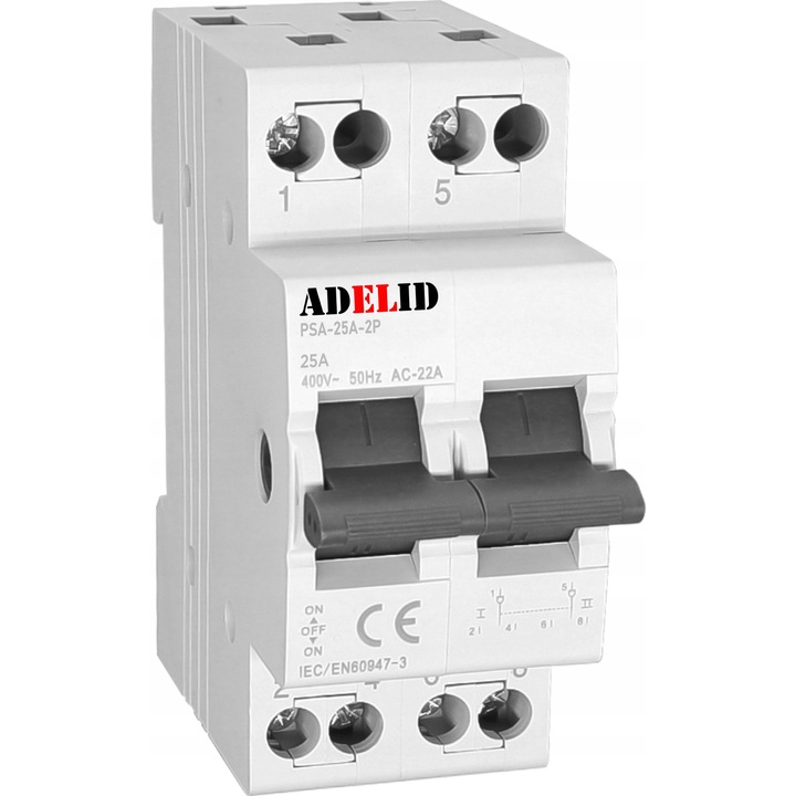 Comutator modular Adelid 25A 2P, 240/415V, dimensiuni 36mm, IP20