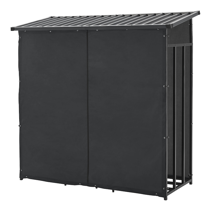 Suport lemne foc, casa.pro, Yakutat NEW, 185 x 180 x 70 cm, otel, poliester, negru, cu prelata