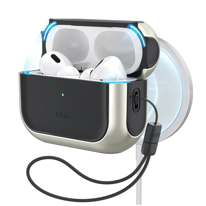 Husa pentru Apple AirPods Pro 3, Orbit Hybrid HaloLock, E26, Policarbonat, Titanium