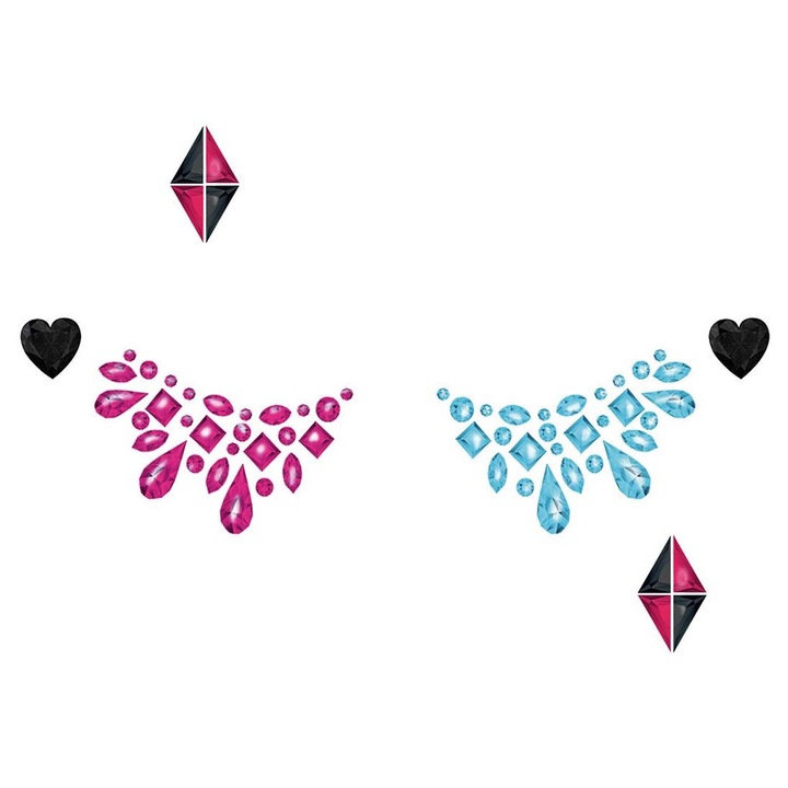 Set stickere decorative Fiestas Guirca, pentru fata, carnaval, roz/albastru