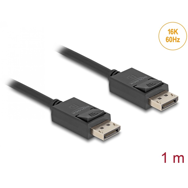 Displayport kábel 16K60Hz/8K120Hz/4K240Hz 80Gbps 1m, Delock 81174