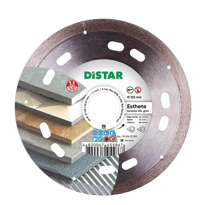 Distar Esthete 7D gyémánttárcsa, 125 mm, ultra vékony, precíziós vágáshoz, 1,1 mm vastagság, 22,23 mm furatátmérő