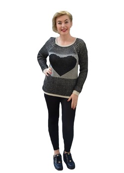 Bluza fashion, cu design in forma de inima,D&J Exclusive, Negru/Alb Bluza fashion, cu design in forma de inima,D&J Exclusive, Negru/Alb