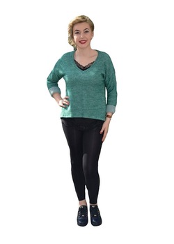 Bluza chic, cu model deosebit in forma de inima,D&J Exclusive, Verde Bluza chic, cu model deosebit in forma de inima,D&J Exclusive, Verde