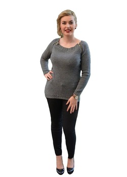 Bluza tricotata de toamna, maneca lunga,D&J Exclusive, Gri Bluza tricotata de toamna, maneca lunga,D&J Exclusive, Gri