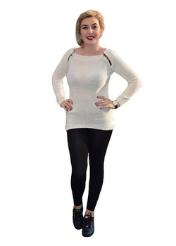 Bluza tricotata de toamna, maneca lunga,D&J Exclusive, Alb Bluza tricotata de toamna, maneca lunga,D&J Exclusive, Alb