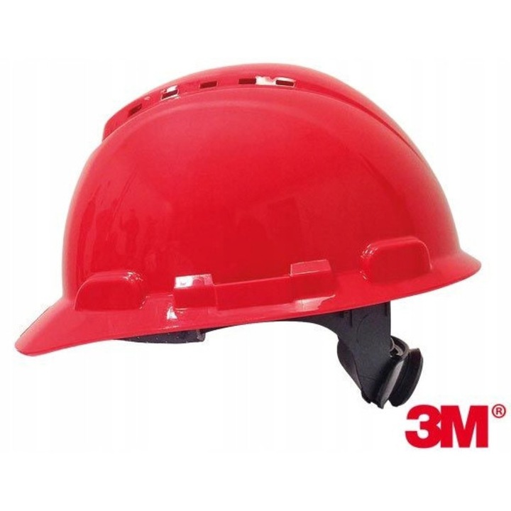 3M H700 védősisak, piros, HDPE, szellőző, csavaros beállítás, 350g