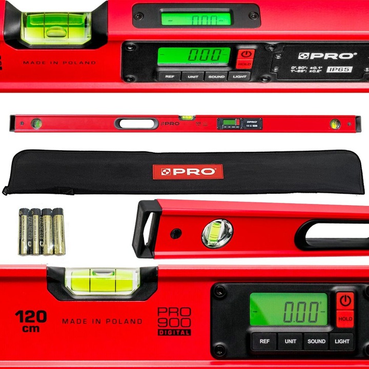 PRO900 Digitális elektronikus szintező, 120cm, piros, IP65, tokkal