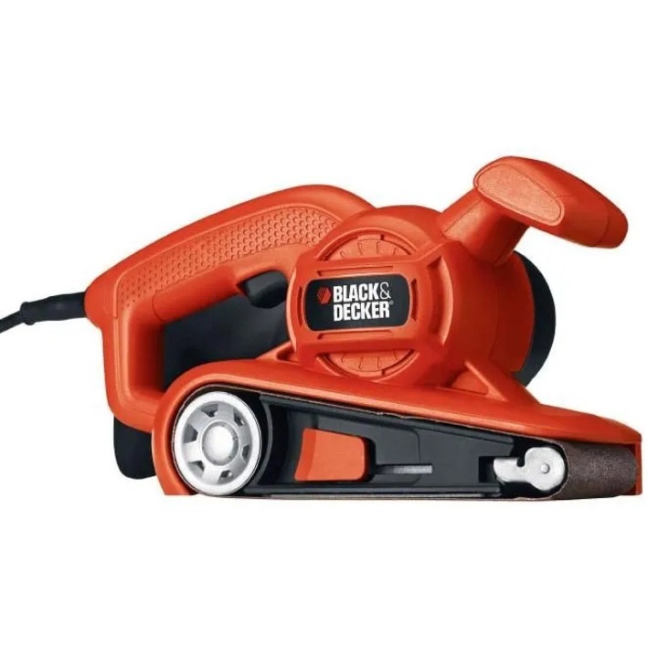 Лентов шлайф Black&Decker 720W 75x457mm, система за бързо захващане, торба за прах