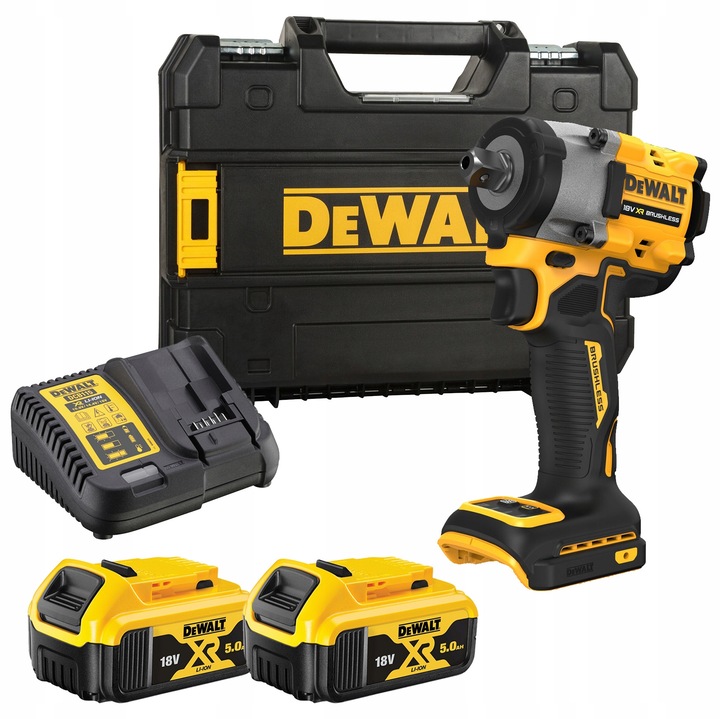 Cheie cu impact DEWALT DCF922P2, 1/2'', 406Nm, 18V, 2 acumulatori 5,0Ah, incarcator, valiza TSTAK